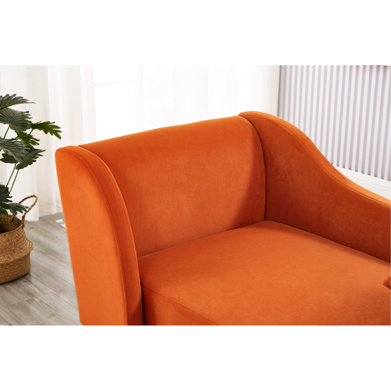Méridienne élégante en velours - orange courbé contemporain