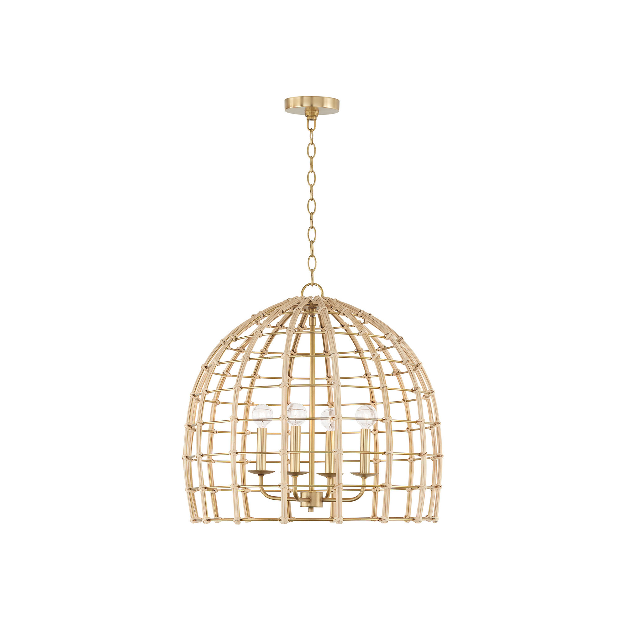 Almita 4 Light Rattan Dimmable Pendant, 23" W X 22" H