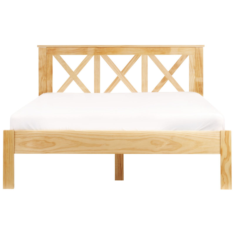 Zarah Solid Wood Bed, European Double (140 x 200 cm), Light Brown