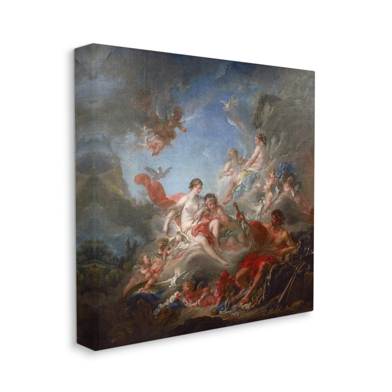 Les Forges de Vulcain (1757) par François Boucher - peinture sur toile tendue, H 17 po x l 17 po x P 1,5 po