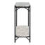 Console ovale de 91 cm (36 po) avec tablette, en imitation terrazzo blanc et noir et acier.