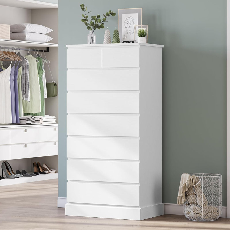 Grande commode de chambre à coucher avec 8 tiroirs, commode haute de 59,6 pouces et commode, organisateur de placard moderne en bois et rangement, grande commode verticale pour chambre à coucher, placard, couloir