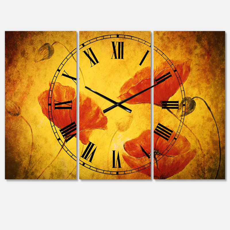 Red Poppy Flower - Horloge murale traditionnelle