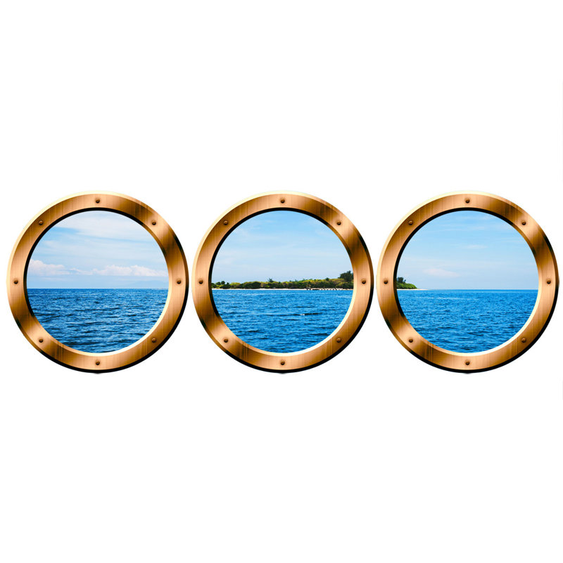 Décalcomanie murale île de tropical island, H 24 po x l 80 po x P 0,01 po, Bronze
