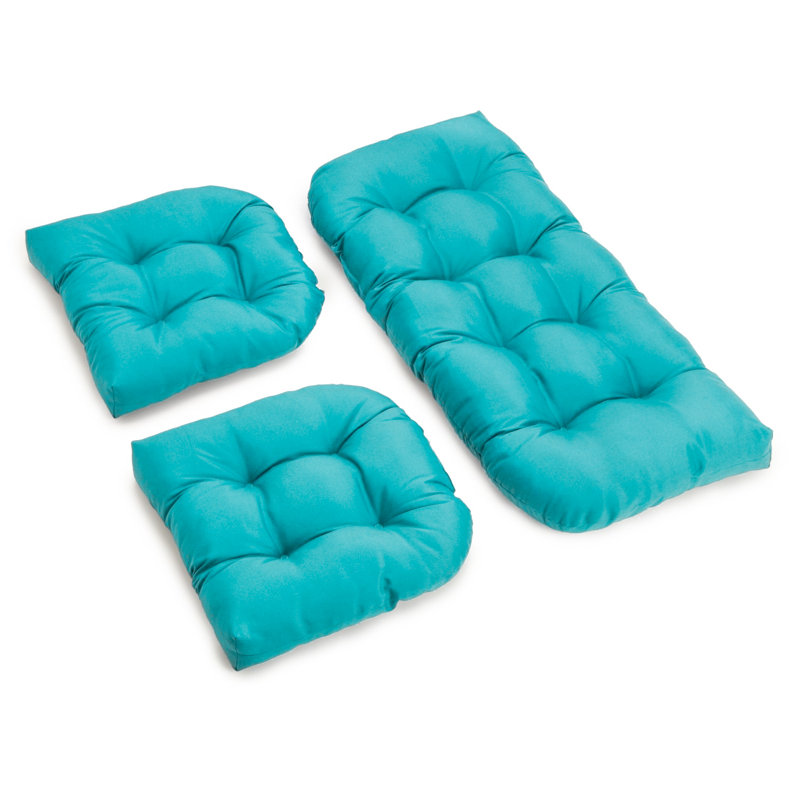 Outdoor 5'' Loveseat Seat Cushion, Aqua Blue