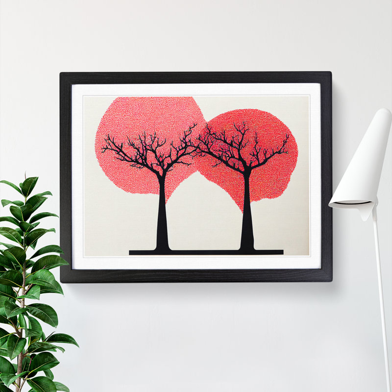 Bright Apple Trees Abstract - Single Picture Frame Print, Black Framed, 46cm H x 64cm W x 2cm D