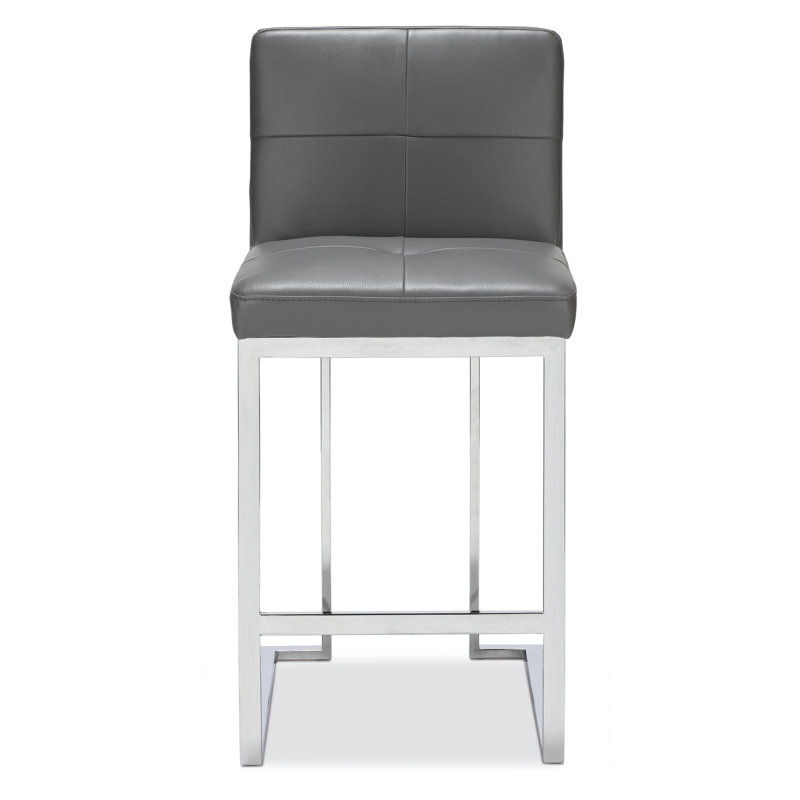Adamson Upholstered Counter Stool with Metal Frame, Grey