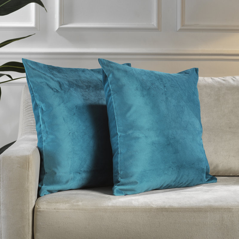 Matte Velvet Pillow Cover, 16" x 16", 41 Aqua Blue