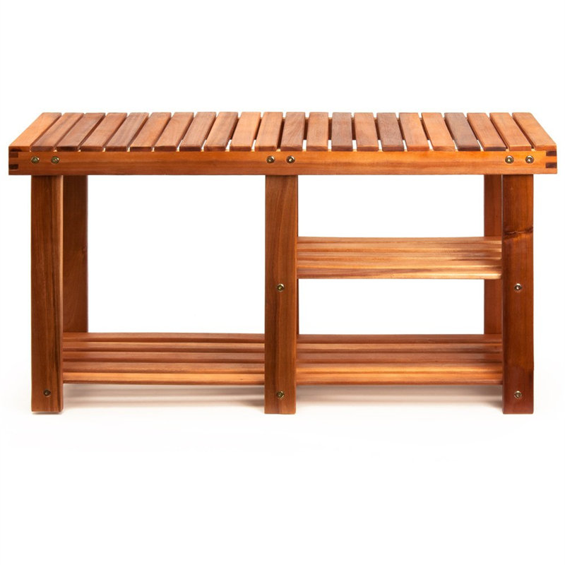 9 Pair Solid Wood Shoe Rack, Brown