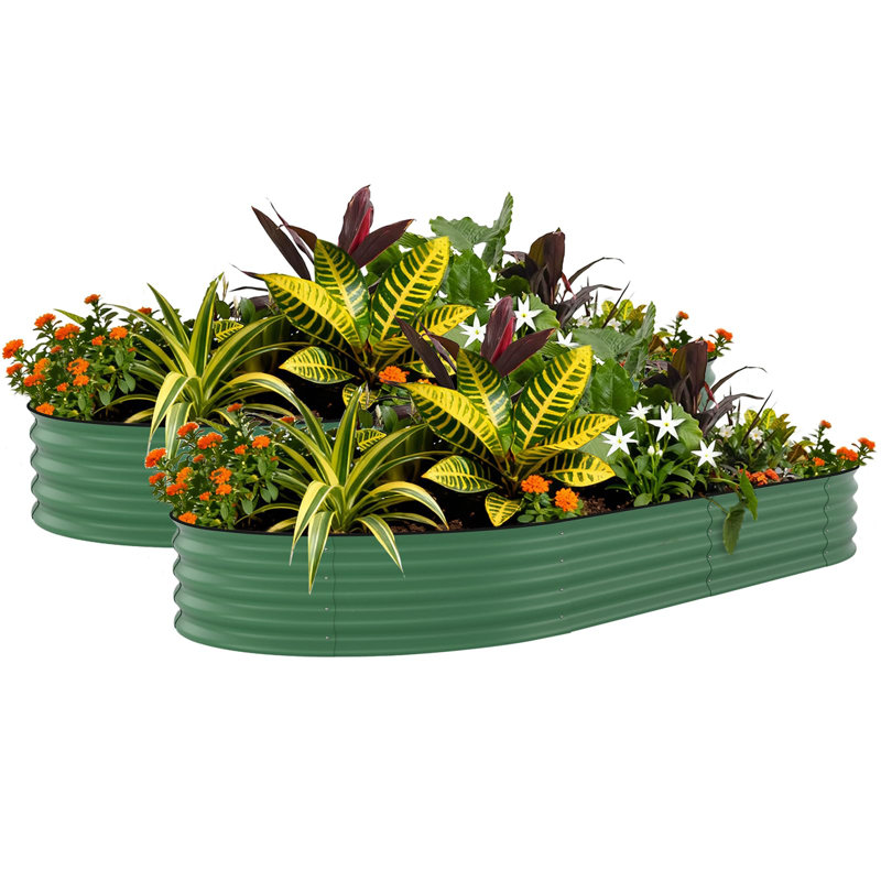 Metal Raised Garden Bed, 45cm H x 300cm W x 120cm D, Green