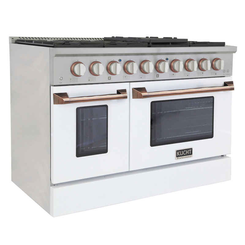 Kucht 48'' W Dual Fuel Range, White/Rose Gold, Natural Gas