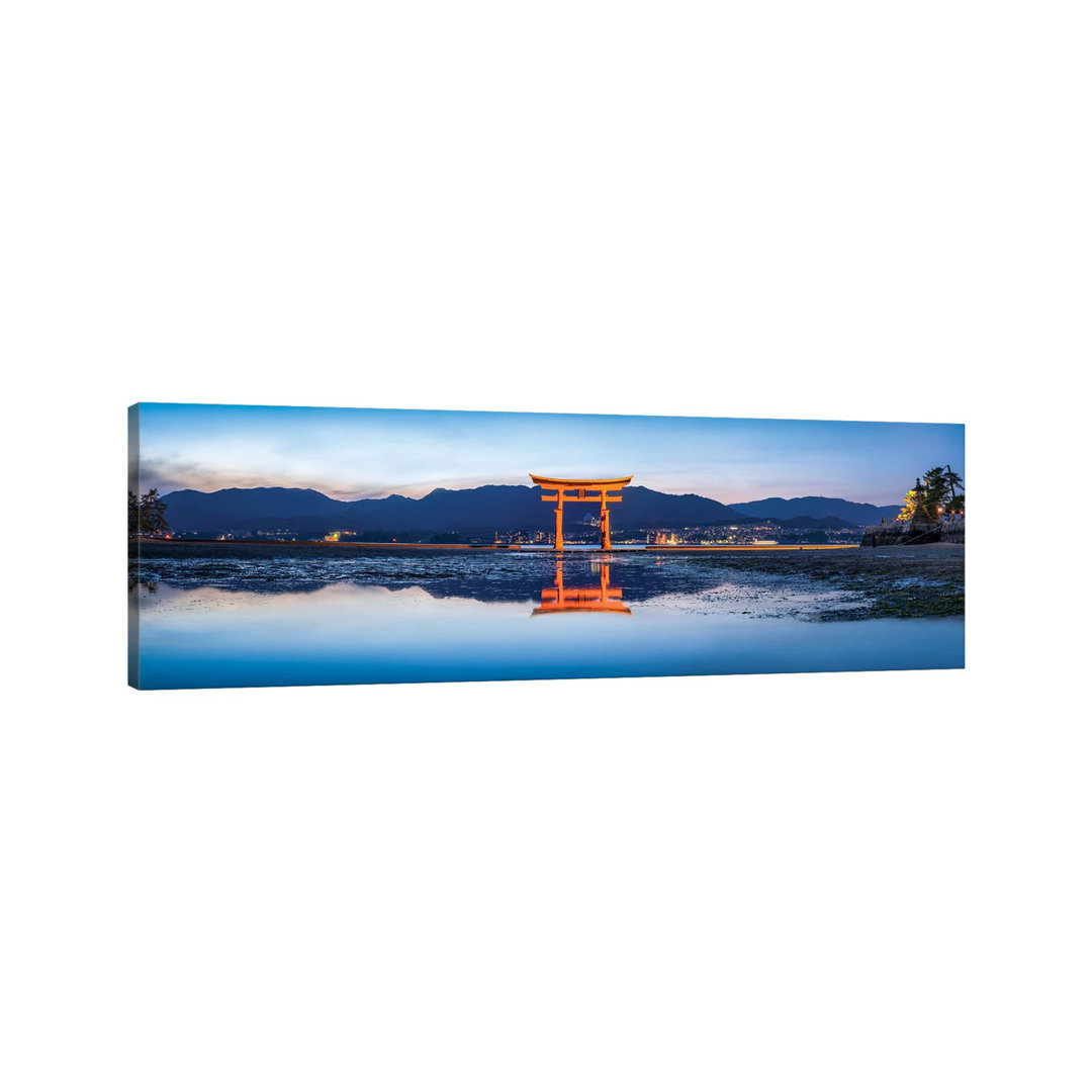 Panoramic View Of The Torii Gate Of The Itsukushima Shrine On Miyajima by Jan Becke - Wrapped Canvas Panoramic Print