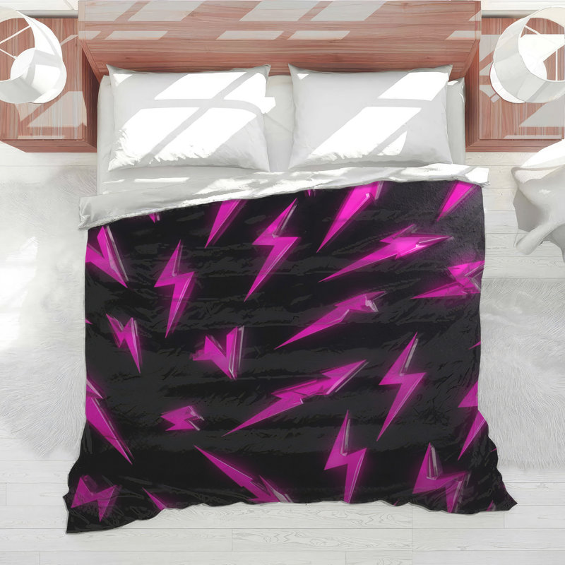 Pink Lightning Bolts Comforter, Queen