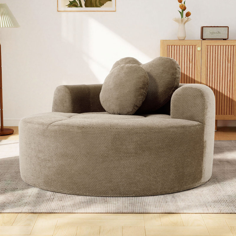 Chaise longue d'intérieur surdimensionnée de 54 po de large avec siège tapissier en chenille et nuage profond, sans assemblage requis