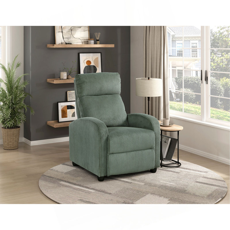 Fauteuil inclinable moderne à dossier en velours côtelé moelleux et confortable en bois massif 1pc, Vert