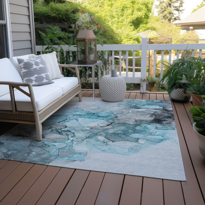 Abstract Indoor / Outdoor Rug, Rectangle 2'6" x 3'10"