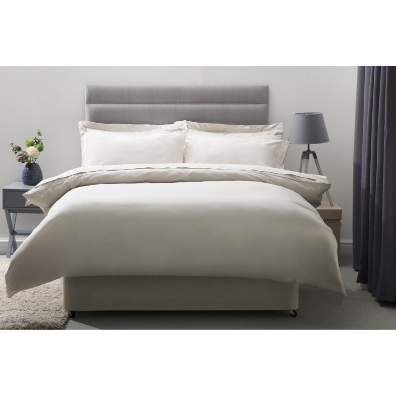 Cotton Solid Colour Duvet Cover Set with Pillowcases, Ivory, Super King Duvet Cover + 2 Standard Pillowcases