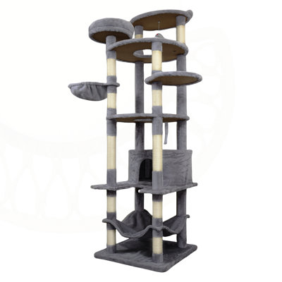 78-Inch Cat Tree Tower with Condo, Hammock, Scratching Posts, and Top Platform for Multi-Cat Households.