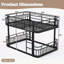 Lit superposé double au-dessus de double avec échelles et garde-corps, structure en métal à tuyaux ronds améliorés, élégant et polyvalent pour toutes les pièces, adolescents et adultes, noir-1505875442-1505875443