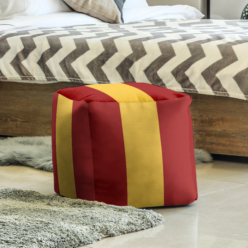 Repose-pieds cube la ours college stripes, Rouge / jaune / rouge