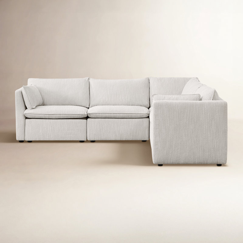 Greylan 5-Piece Upholstered Sectional, Light Gray Polyester