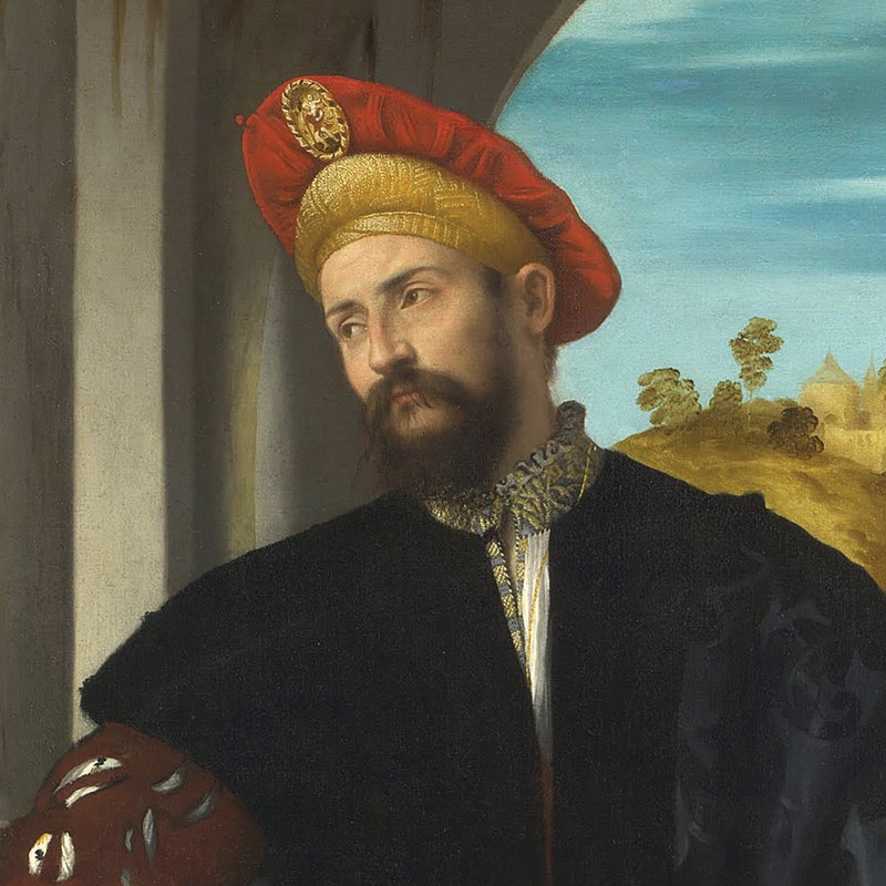 «Portrait of a Man, 1526» par Moretto da Brescia, reproduction d'art encadrée, H 21 po x l 13,5 po x P 1,75 po