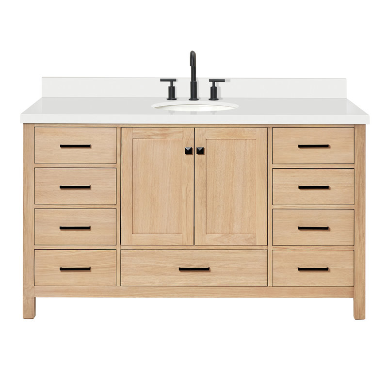 Cambridge 61'' W Single Vanity, Oval, Oak
