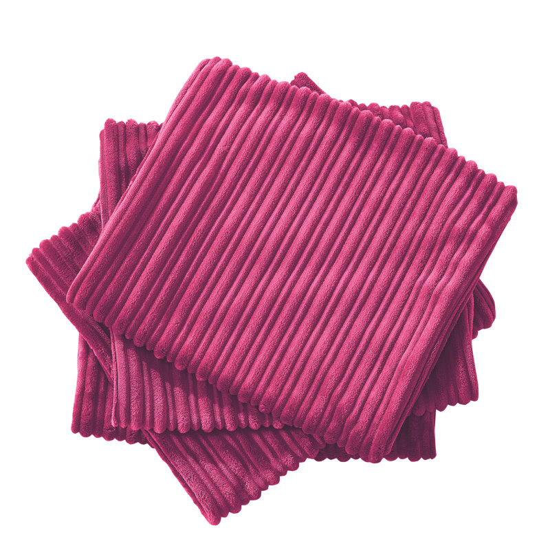 Housse de coussin rectangulaire en flanelle nervurée, Rose fuchsia
