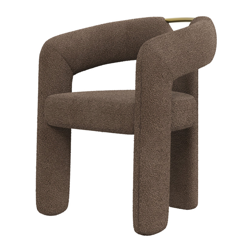 Modern Boucle Upholstered Armchair, Khaki