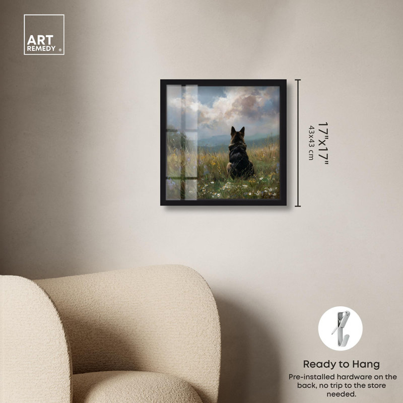 Décoration murale pour animal de compagnie Meadow Watcher IV par Art Remedy, cadre noir, 17 x 17, H 17 po x l 17 po