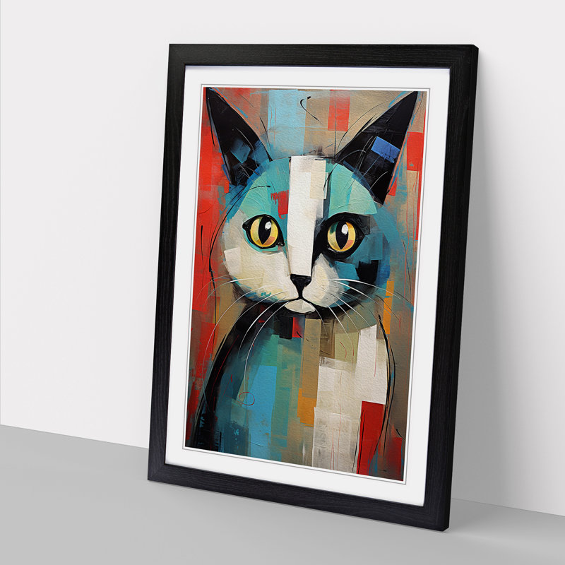XYZ-FRM-V1223-5368 Ragdoll Cat Expressionism No.2 - Single Picture Frame Print on Wood, Black, 34cm H x 25cm W x 2cm D