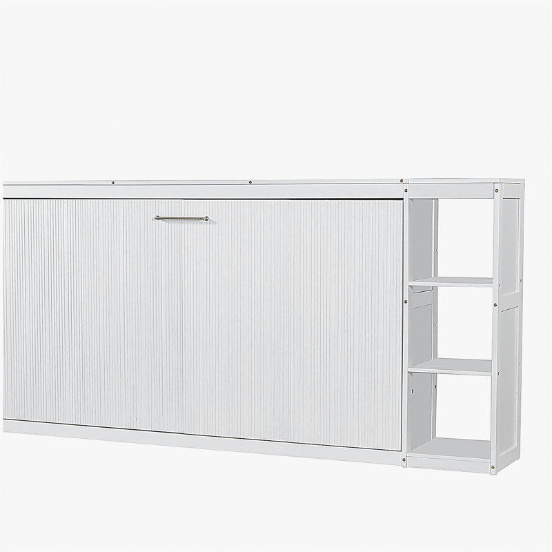 Lit escamotable simple avec bibliothèque, blanc