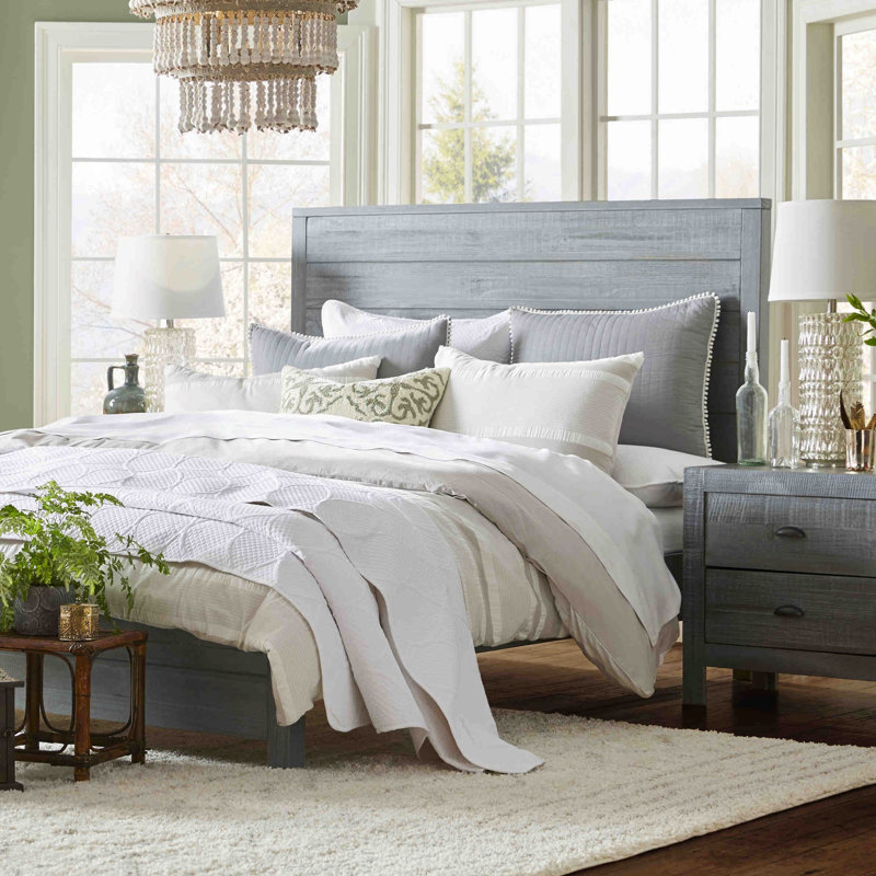 Montauk Solid Wood Panel Bed, Twin, Farmhouse Black