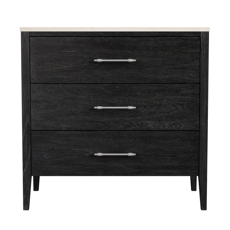 Commode d'appoint 3 tiroirs Isa, Noir