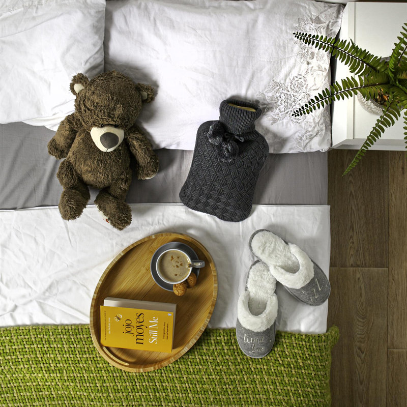 Nicola Spring - Knitted Hot Water Bottle & Cover - Dark Grey