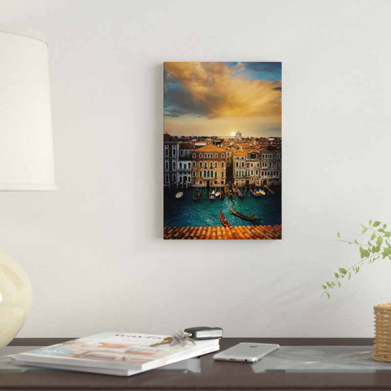 Imprimé coucher de soleil sur toile, H 12 po x l 8 po x P 0,75 po, Toile tendue, Pas de tapis