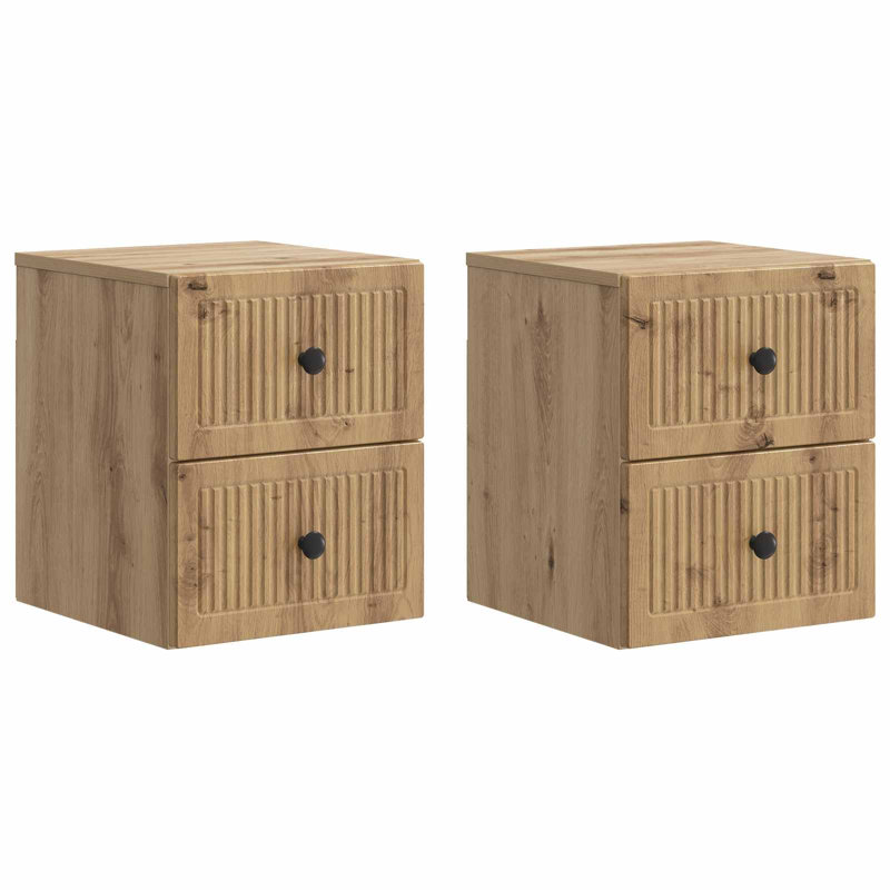 33cm W Manufactured Wood Bedside Table, Artisan Oak