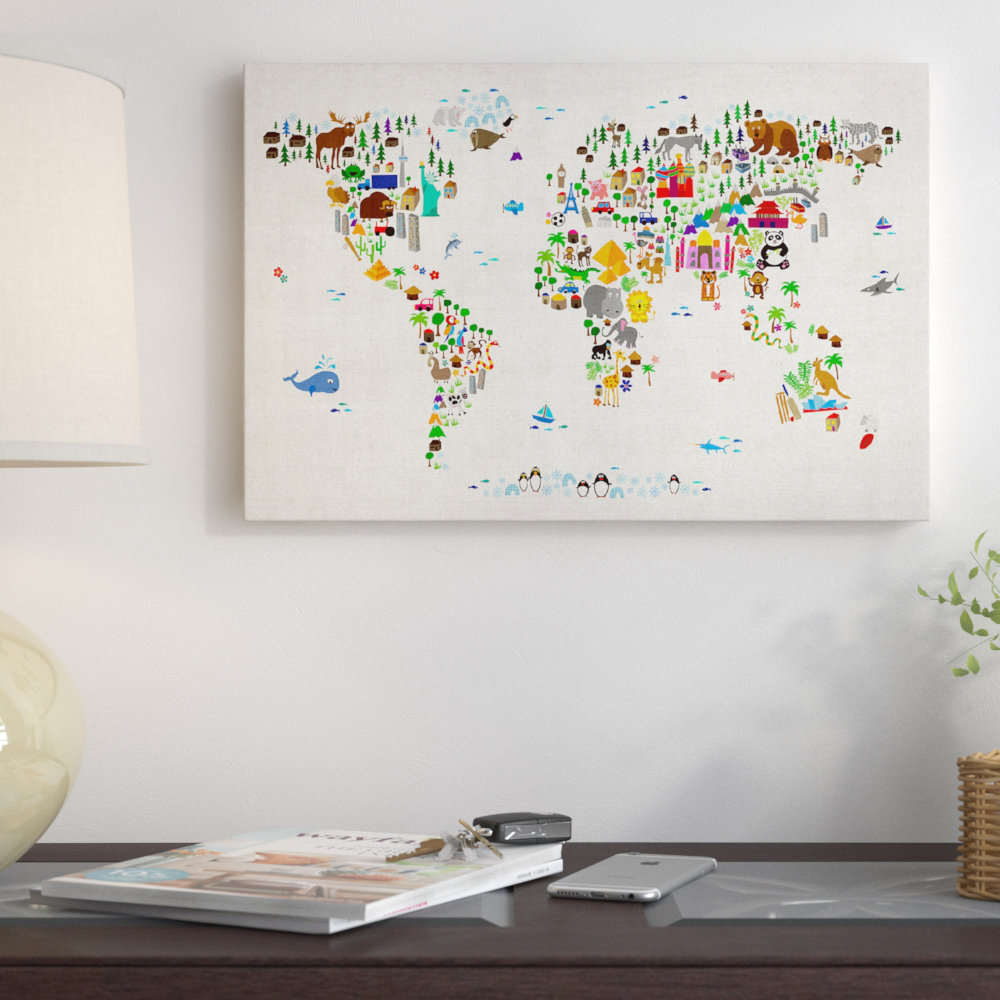 " Animal Map Of The World II " East Urban Home 