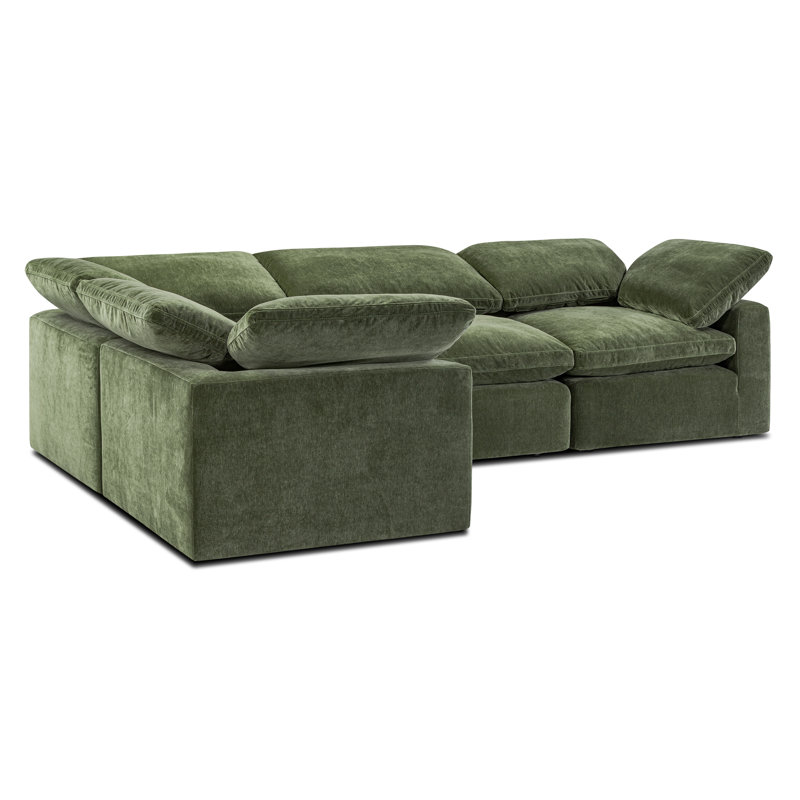 Wonardo 4 - Piece Upholstered Sectional, Sagano Green Fabric