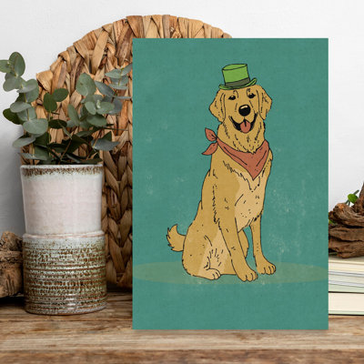 «Dapper Dog Minimalist Playful Retro Dog Nature Portrait», art mural