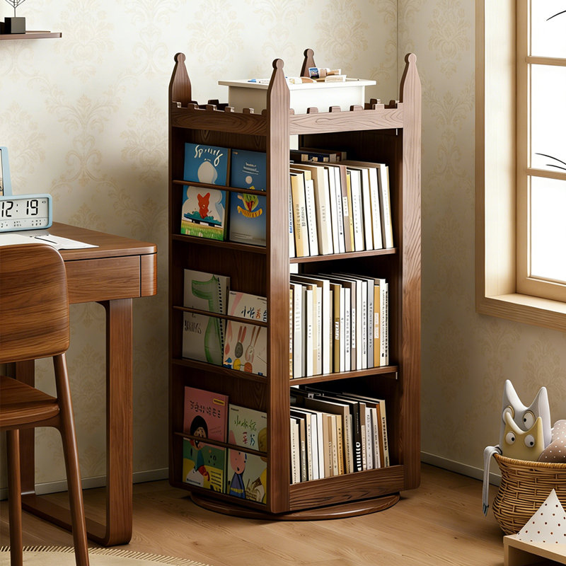 Bibliothèque simple et rotative en bois massif