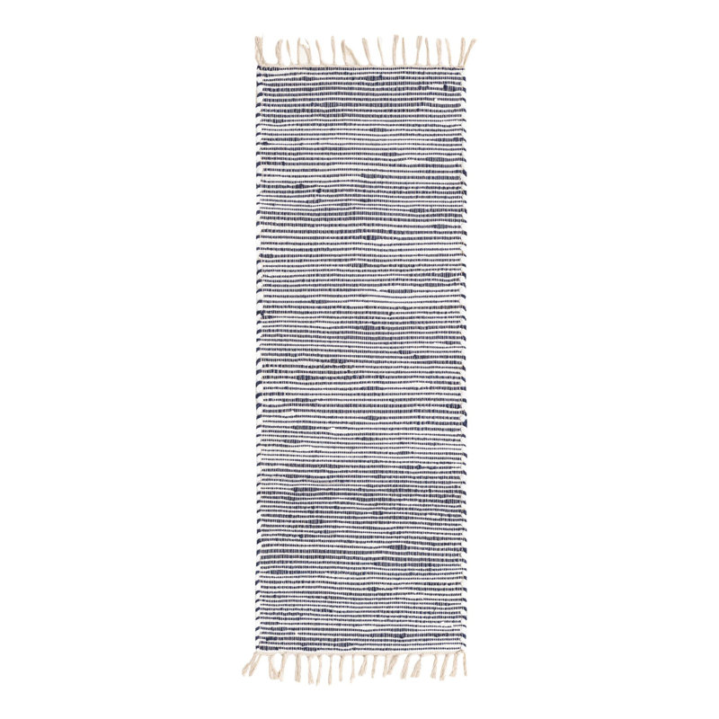 Tapis bleu marine en jute Chindi, Tapis de couloir 2 pi 2 po x 6 pi 1 po