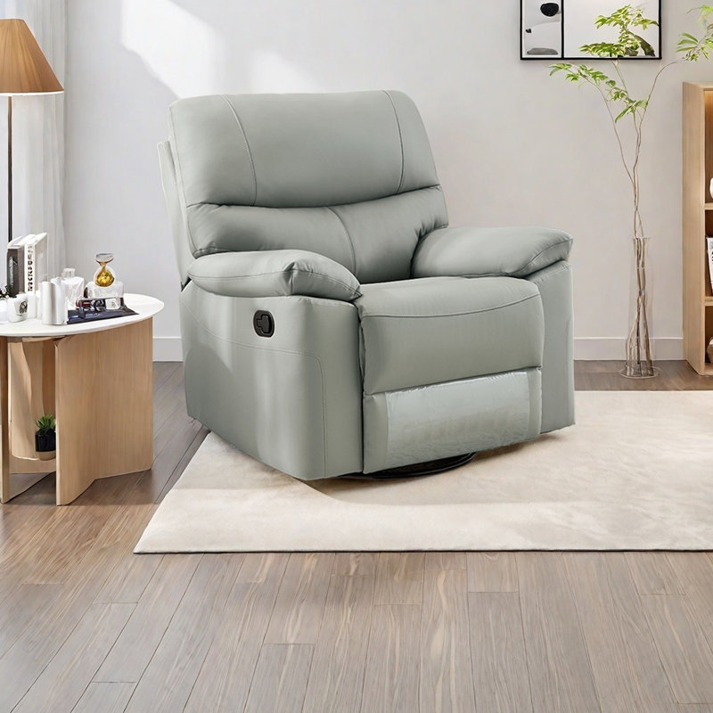 Ergonomically sponge faux leather recliner, Grayish Blue