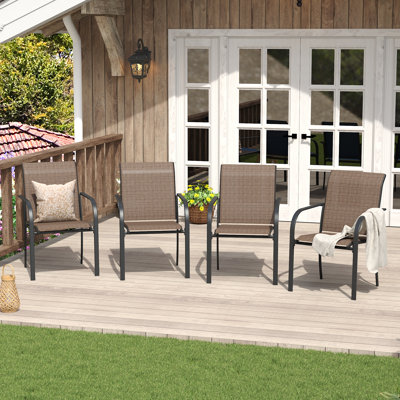 4-Piece Outdoor Stackable Textilene Dining Chair Set