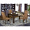 5 Piece Dining Set Includes a Rectangle Rustic Wood Dining Room Table and 4 Brown Linen Fabric Upholstered Parson Chairs, Jacobean