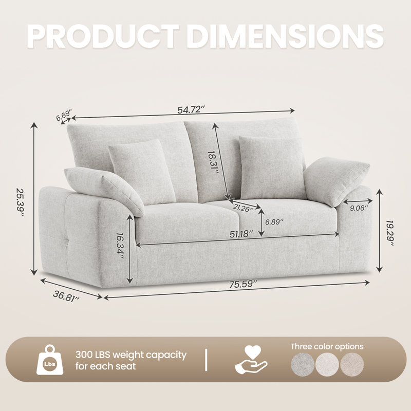Canapé 75,6 po, Beige