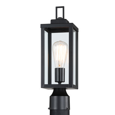 Tête de lanterne câblée à 1 lumière décorative noire mat 16,5 po Decorius