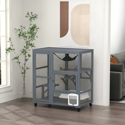 Versatile Cat Enclosure with Multiple Features for Feline Comfort and Entertainment