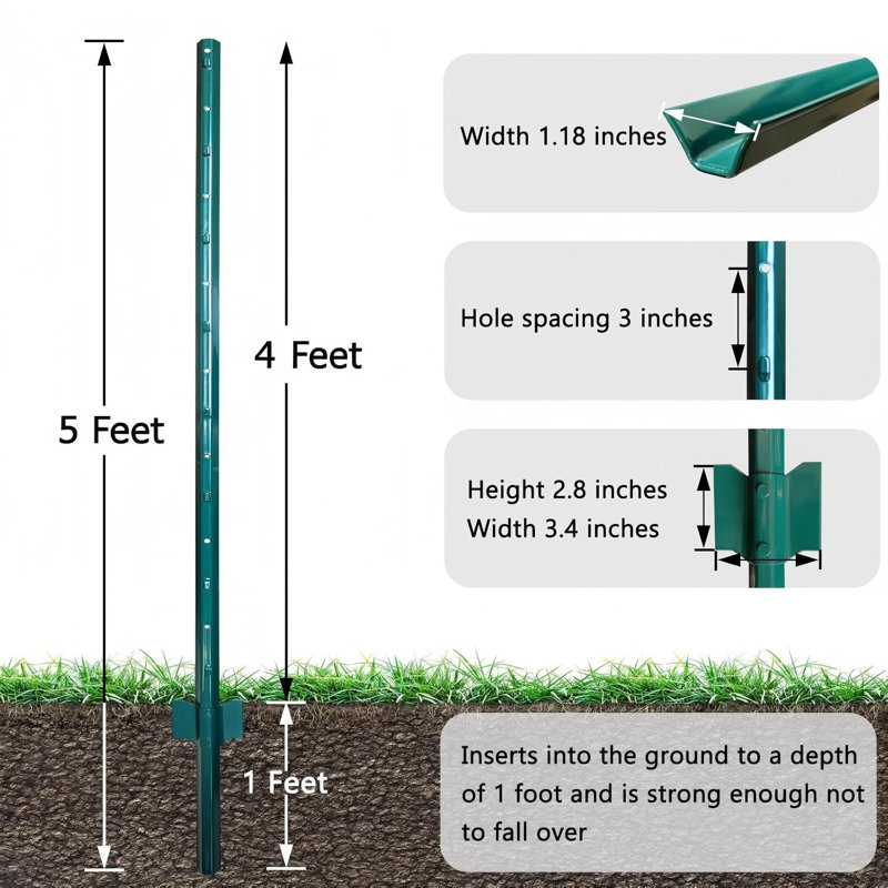 Border Fencing with 1, 121cm H x 13cm W, Green
