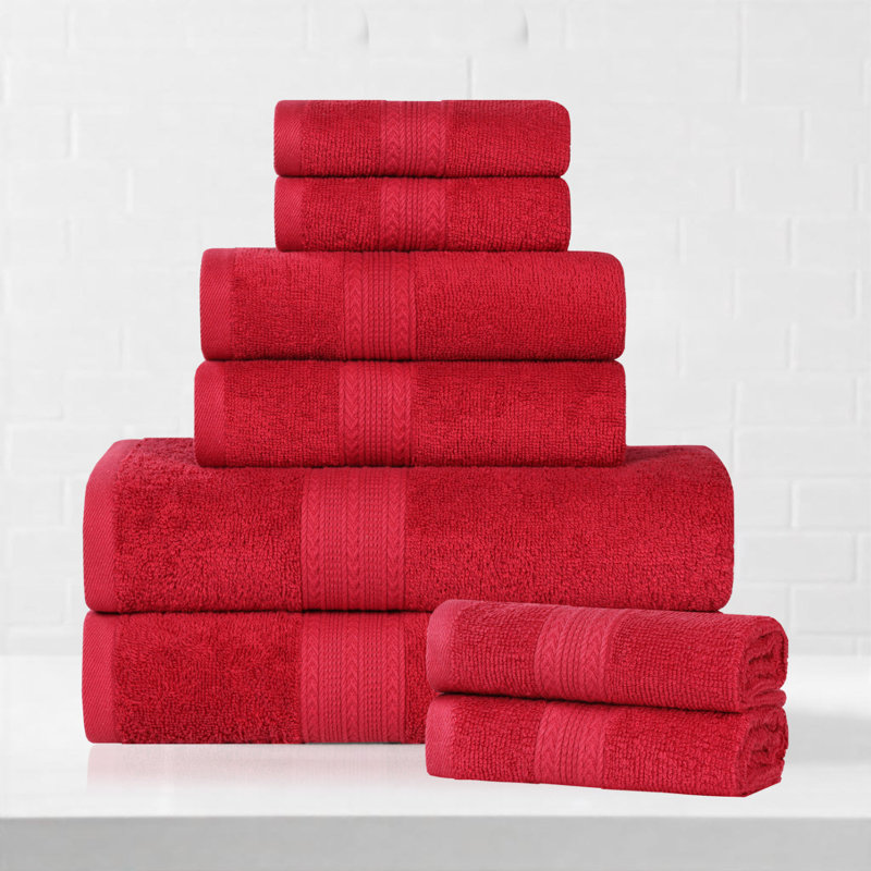 Ensemble de serviettes de bain écologiques 100% coton filé à l'anneau Asleigh 450 g / m², Canneberge